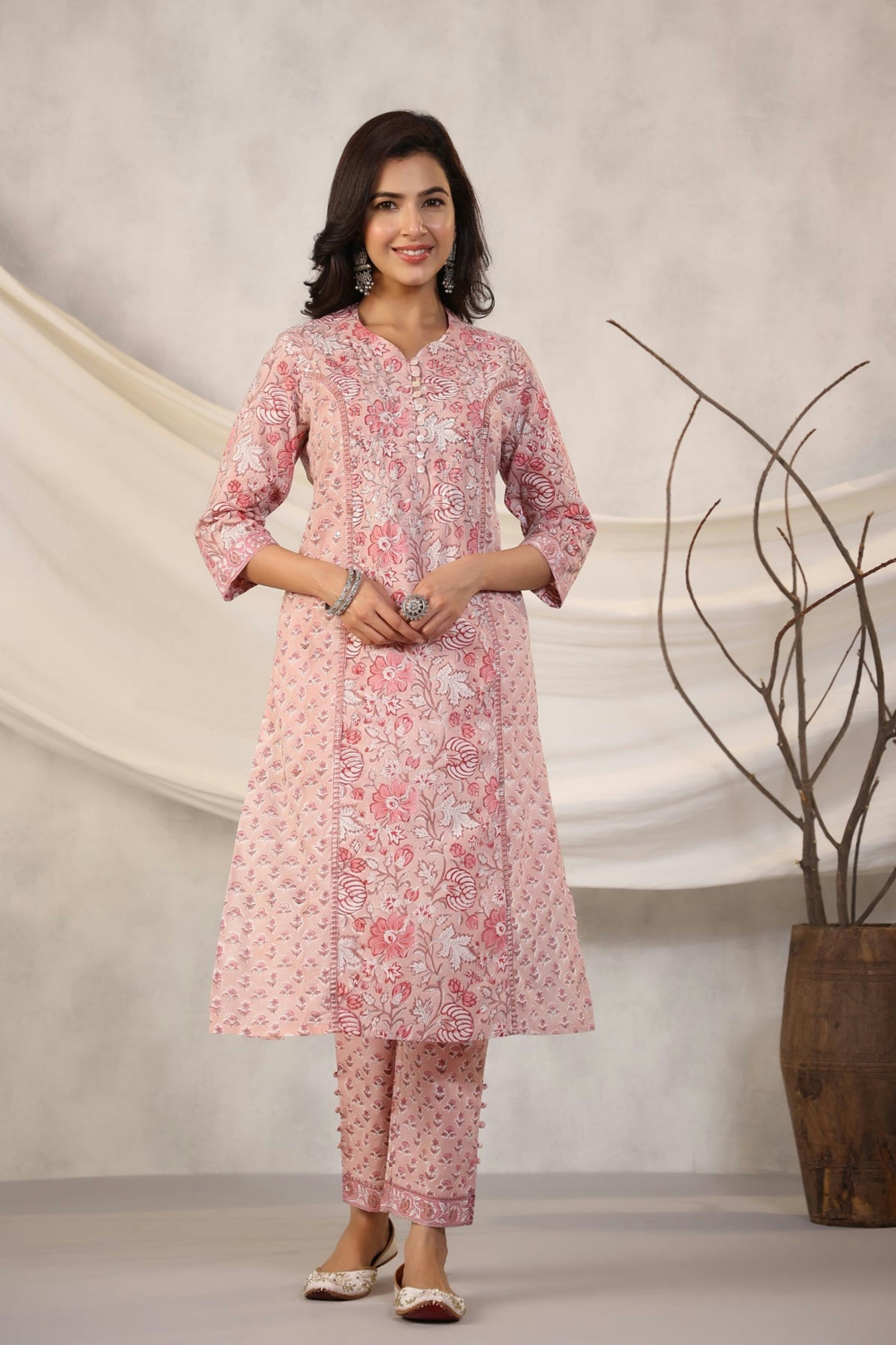 Ajrakh Kurti — Indigo & Rust